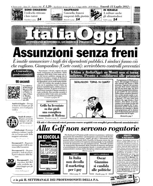 Italia oggi : quotidiano di economia finanza e politica